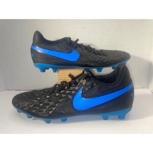 Nike Tiempo Legend 8 Club Men's Size 7 Soccer Cleats Black Blue AT6107-004
